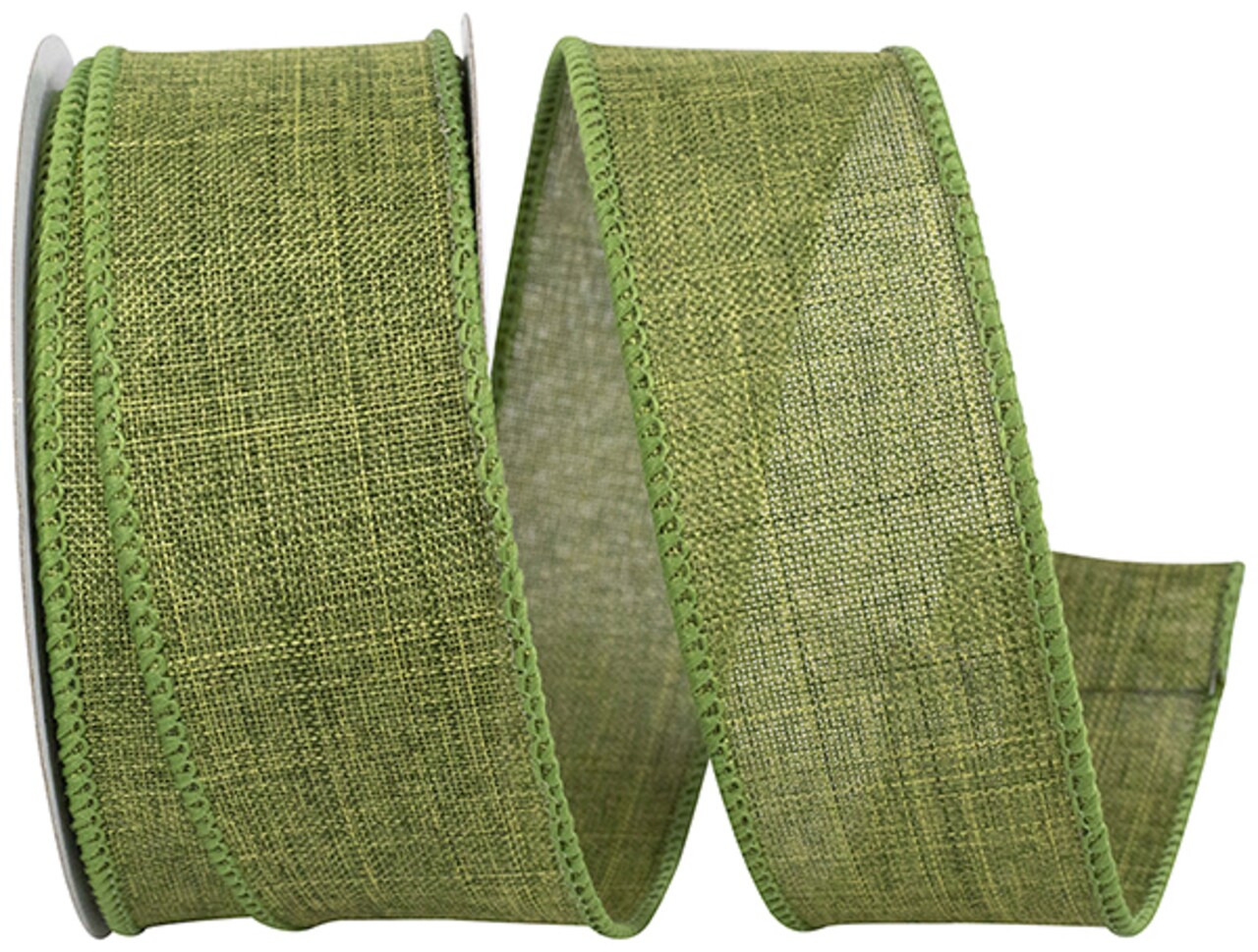 Every Day Linen Value Wired Edge Ribbon -- 1.5" x 10 yards -- Green Moss Color